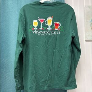 Vineyard Vines Green Holiday Spirits Long Sleeve Shirt Size Small